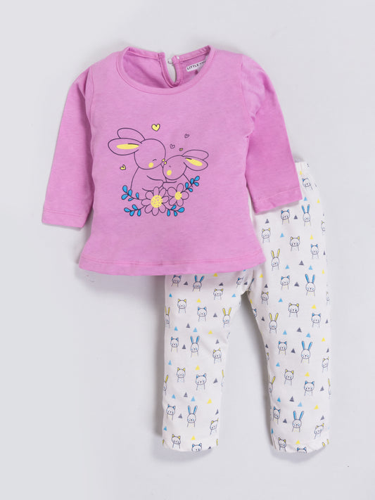 Girls Stylish Cotton Top & Pajama Set Little Smart