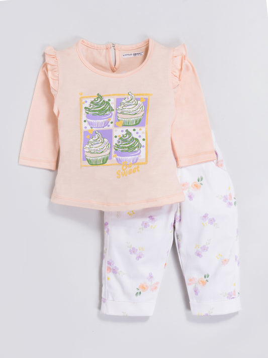 Girls Stylish Cotton Top & Pant Set For Festive Seasons Little Smart